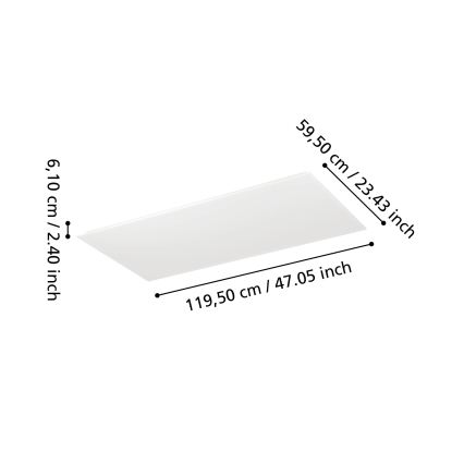 Eglo - LED prigušiva površinski montiran panel LED/35,5W/230V 2700-6500K 120x60 cm bela + daljinski upravljač