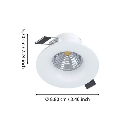 Eglo - LED prigušiva ugradna svetiljka LED/6,4W/230V prečnika 8,8 cm bela