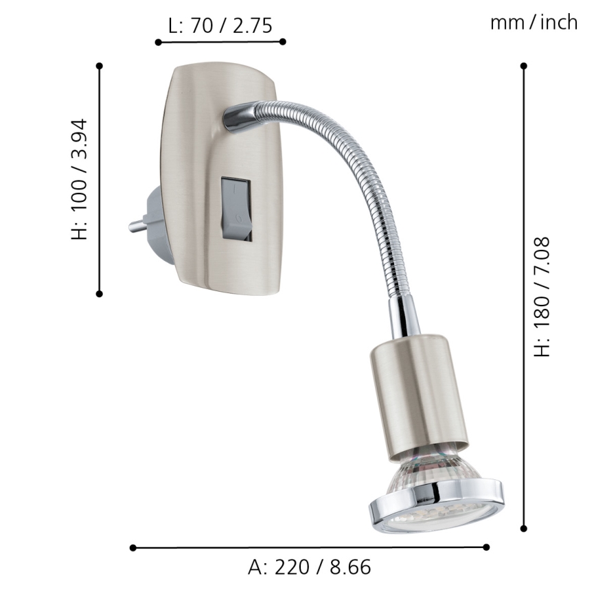 Eglo - LED svetiljka za utičnicu 1xGU10/2,8W/230V mat hrom