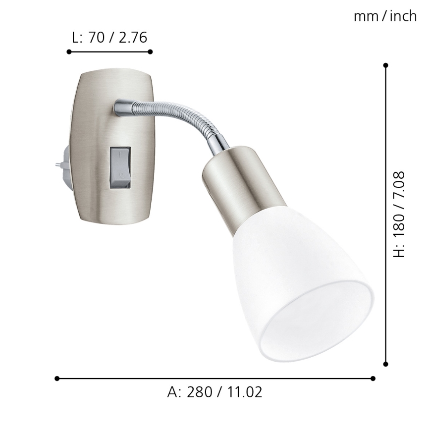 Eglo - Zidna lampica na utičnicu 1xE14/5W/230V matirani hrom