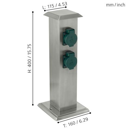 EGLO - Spoljašnji stub sa utičnicom, zelene boje SCHUKO IP44