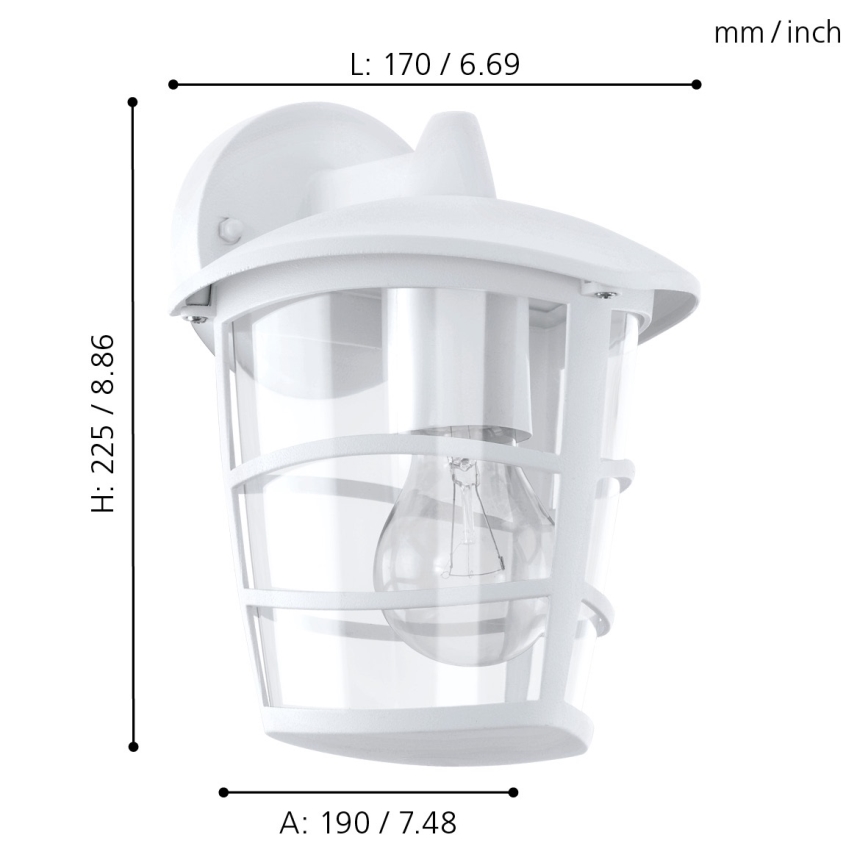 Eglo - LED spoljašnje zidno svetlo 1xE27/8,5W/230V IP44