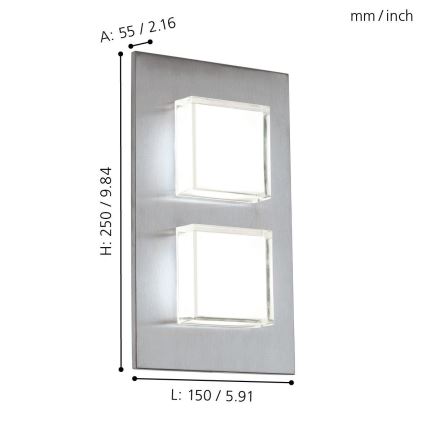 Eglo 93365 - LED spoljašnje zidno svetlo PIAS 2xLED/2,5W/230V IP44