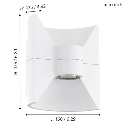Eglo 93367 - LED spoljno zidno svetlo REDONDO Belo 2xLED-SMD/2,5W/230V IP44