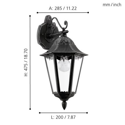 Eglo - Spoljna zidna svetiljka 1xE27/60W/230V IP44