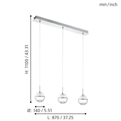 Eglo 93784 - LED viseće svetlo MONTEFIO 1 3xLED/5W/230V