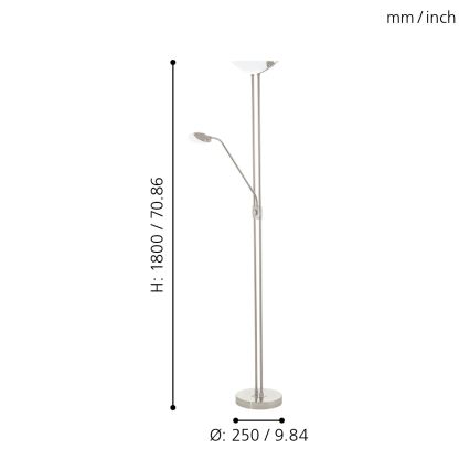 Eglo - LED prigušiva stojeća lampa LED/20W + LED/2,5W mat hrom