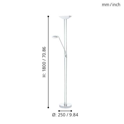 Eglo - LED prigušiva podna lampa LED/20W + LED/2,5W sjajni hrom
