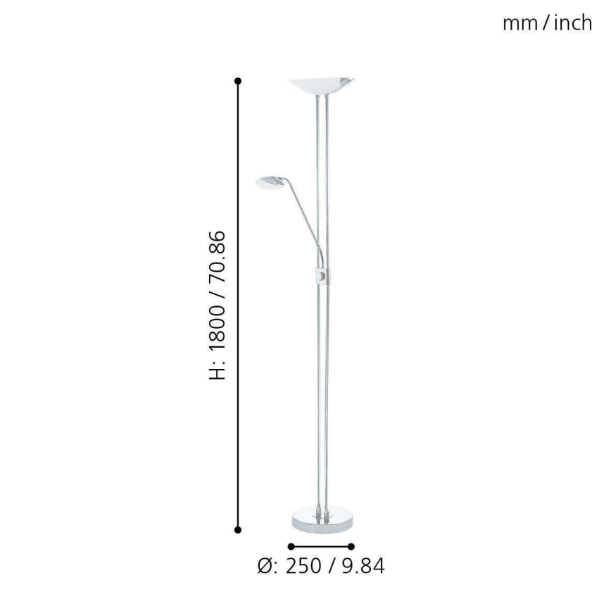 Eglo - LED prigušiva podna lampa LED/20W + LED/2,5W sjajni hrom
