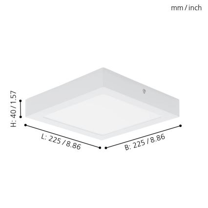 Eglo 94077 - LED plafonsko svetlo FUEVA 1 LED/16,47W/230V 22,5x22,5 cm