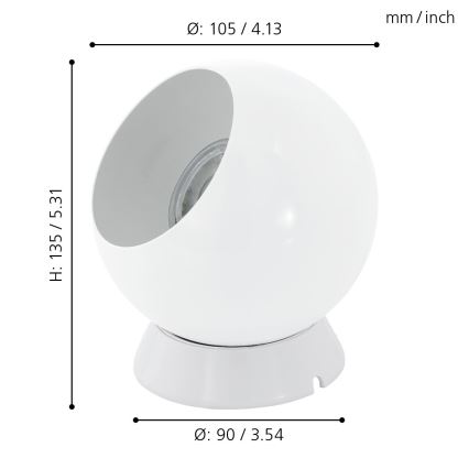 Eglo - LED stona/zidna lampa 1xGU10/2,8W/230V bela