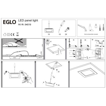 Eglo 94519 - LED ugradno svetlo FUEVA 1 LED/2,7W/230V 8,5x8,5 cm
