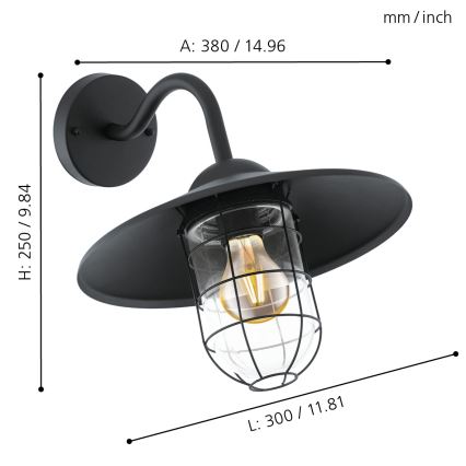 Eglo - Spoljna svetiljka 1xE27/60W/230V IP44