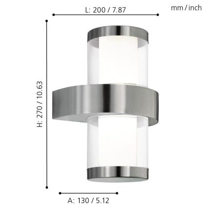 Eglo 94799 - Spoljašnja zidna svetiljka BEVERLY 1 2xLED/3,7W/230V IP44