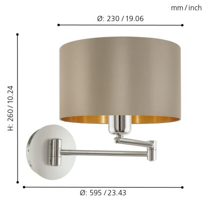 Eglo - Zidna lampa 1xE27/60W/230V