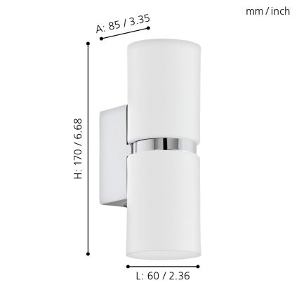 Eglo - LED zidna svetiljka 2xGU10-LED/4W/230V
