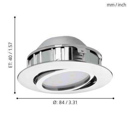 Eglo - SET 3x prigušiva ugradna LED svetiljka PINEDA LED/5,5W/230V