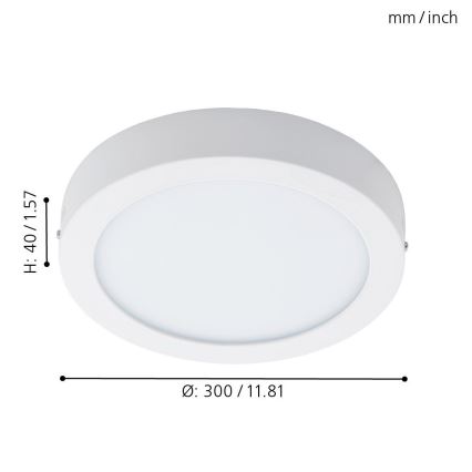 Eglo 96168 - LED plafonsko svetlo za kupatilo FUEVA 1 LED/22W/230V IP44 Ø 30 cm