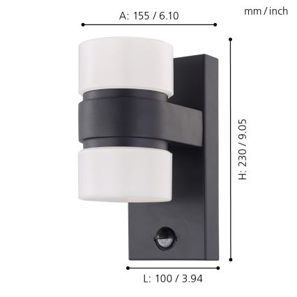 Eglo - LED spoljašnje zidno svetlo sa senzorom 2xLED/6W IP44