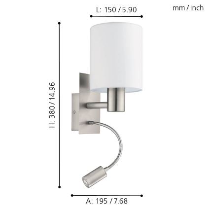 Eglo - LED fleksibilna svetiljka 1xE27/40W+LED/3,8W bela