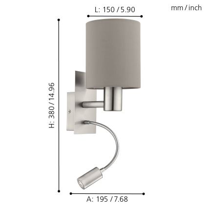 Eglo - LED fleksibilna svetiljka 1xE27/40W+LED/3,8W taupe