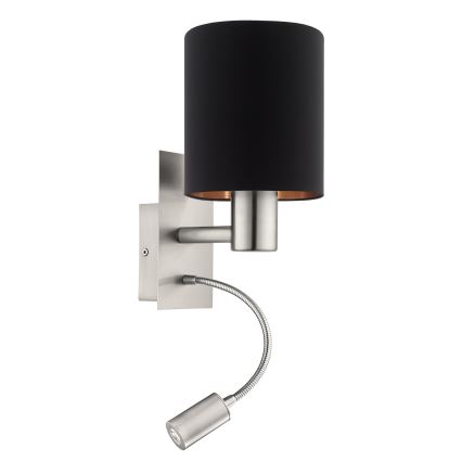 Eglo - LED fleksibilna svetiljka 1xE27/40W+LED/3,8W crna