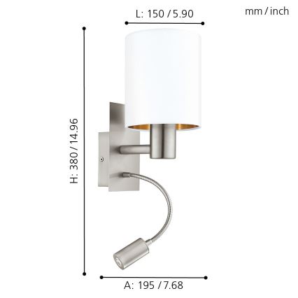 Eglo - fleksibilna LED svetiljka 1xE27/40W/230V + LED/3,8W bela