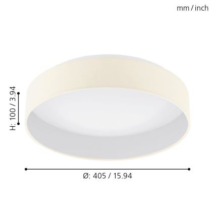 Eglo - LED prigušiva stropna svetiljka 1xLED/18W/230V bež