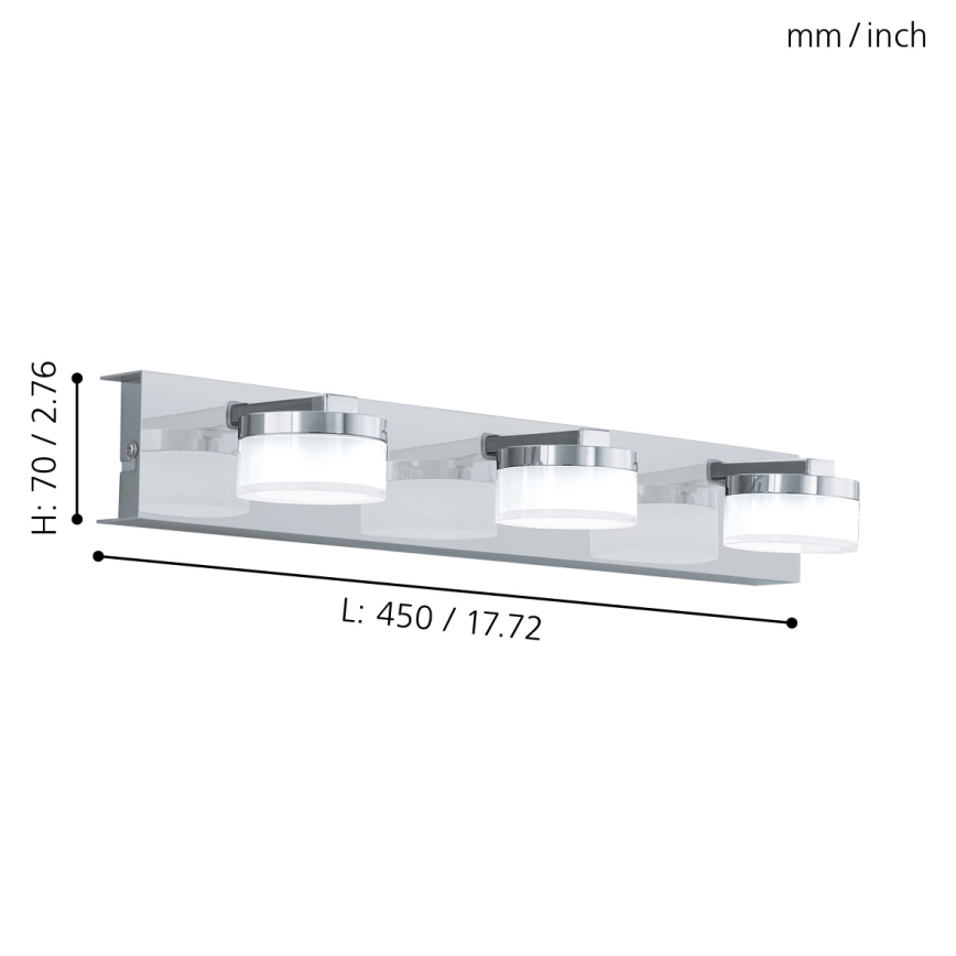 Eglo - LED prigušiva zidna lampa za kupatilo 3xLED/7,2W/ IP44