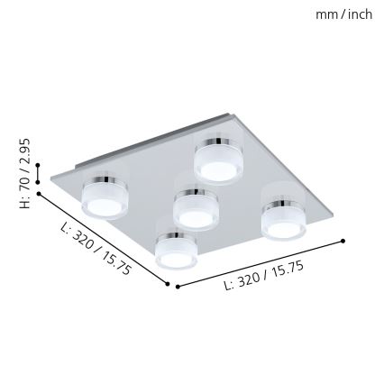 Eglo - LED prigušiva plafonsko svetlo za kupatilo 5xLED/5,4W/230V IP44