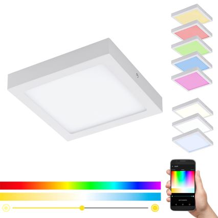 Eglo - LED RGBW prigušiva stropna svetiljka FUEVA-C LED/15,6W/230V Bluetooth 22,5x22,5 cm