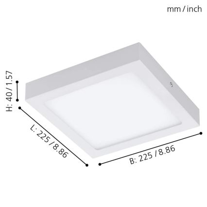 Eglo - LED RGBW prigušiva stropna svetiljka FUEVA-C LED/15,6W/230V Bluetooth 22,5x22,5 cm