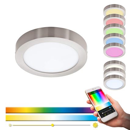 Eglo - LED RGBW prigušiva plafonsko svetlo FUEVA-C LED/15,6W/230V Bluetooth prečnika 22,5 cm