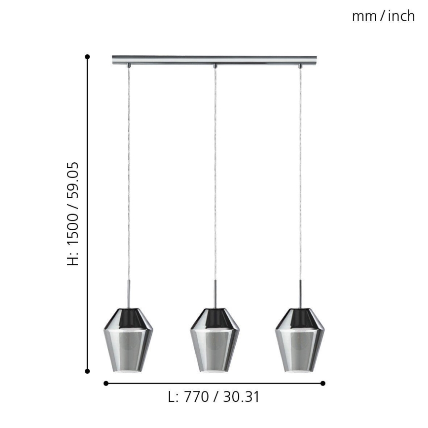 Eglo 96774 - Luster na sajli MURMILLO 3xE27/28W/230V