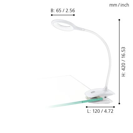 Eglo - LED prigušiva lampa sa klipsom LED/3W/5V 500 mAh bela