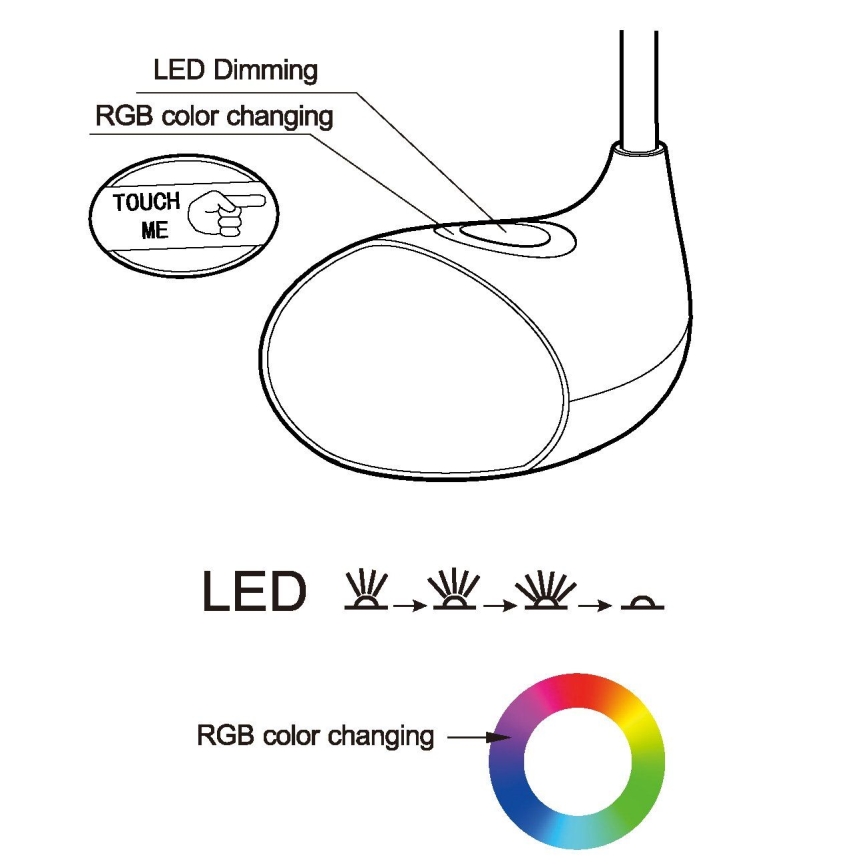 Eglo - LED prigušiva stona lampa LED/2,2W+0,3W/230V RGB
