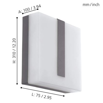 Eglo - LED prigušiva spoljašnja zidna svetiljka TORAZZA-C LED/14W/230V IP44