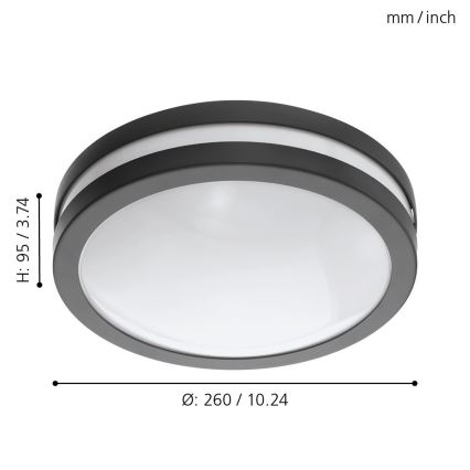 Eglo 97237 - LED prigušiva kupatilska plafonska svetiljka LOCANA-C LED/14W/230V IP44 antracit