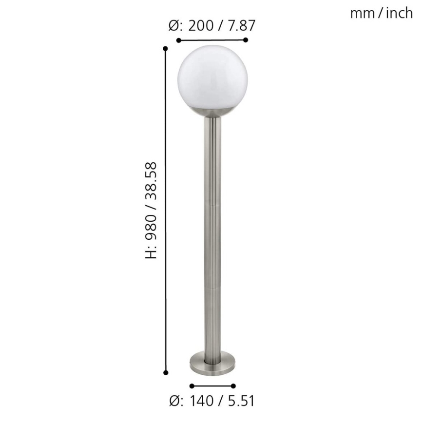 Eglo 97249 - LED prigušiva spoljna lampa NISIA-C 1xE27/9W/230V 980 mm IP44