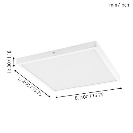 Eglo - LED stropno svetlo LED/25W/230V, belo, četvrtasto, 4000K, 40x40 cm