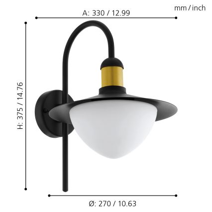 Eglo - Spoljašnja zidna svetiljka 1xE27/60W/230V IP44