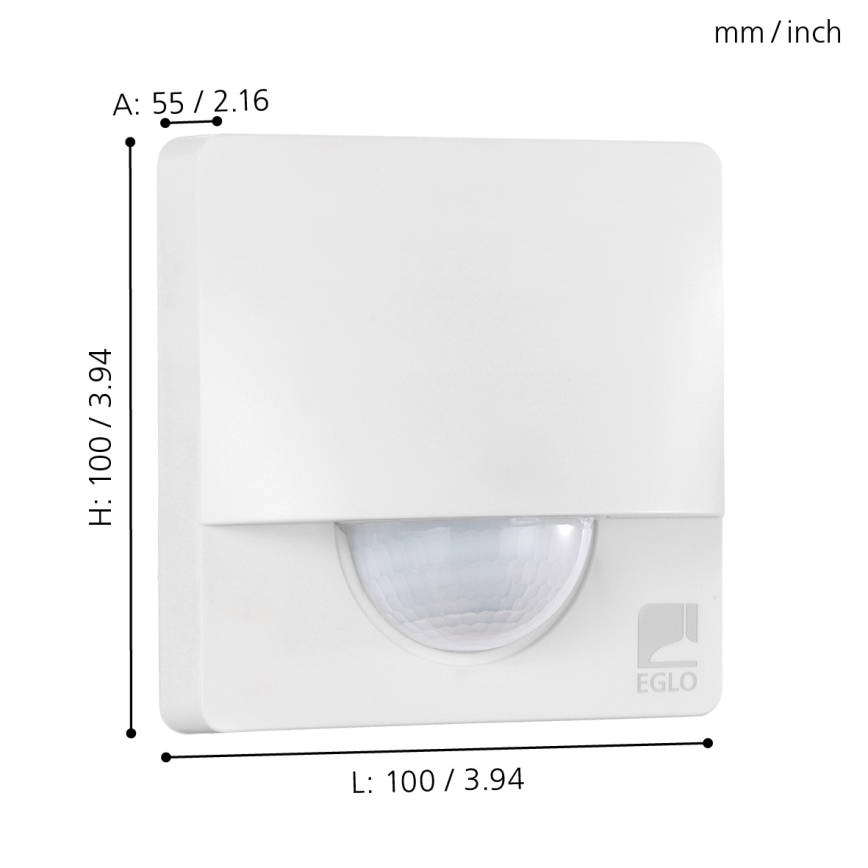 Eglo - Spoljni senzor pokreta i sumraka 1m bela IP44