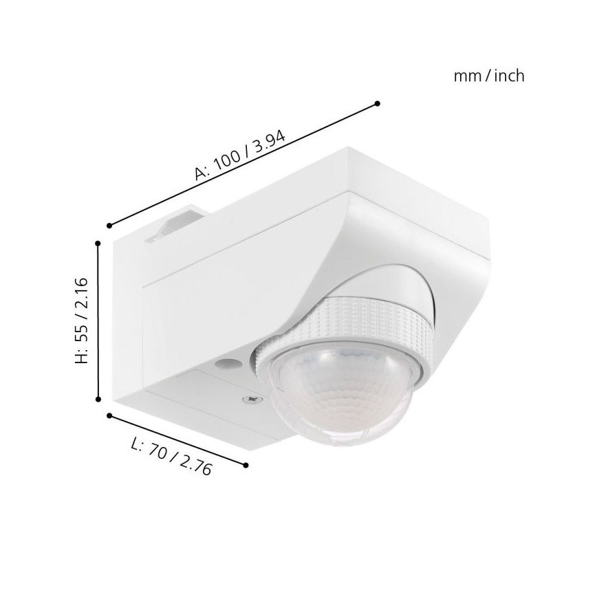 Eglo 97466 - Spoljni senzor pokreta DETECT ME 4 12 m beo IP44