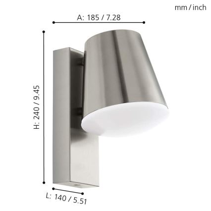 Eglo - LED prigušiva spoljašnja zidna svetiljka CALDIERO-C 1xE27/9W/230V IP44