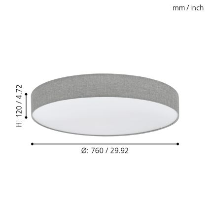 Eglo - LED prigušiva plafonska svetiljka LED/60W/230V + daljinski upravljač