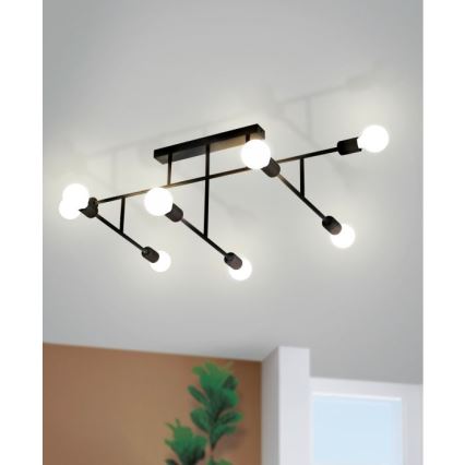 Eglo - Plafonski luster 8xE27/40W/230V, crni