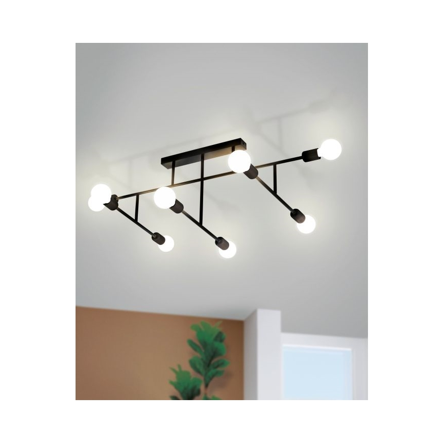 Eglo - Plafonski luster 8xE27/40W/230V, crni