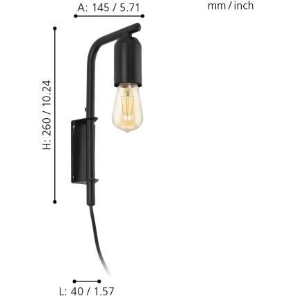 Eglo 98064 - Zidno svetilo ADRI 1xE27/60W/230V