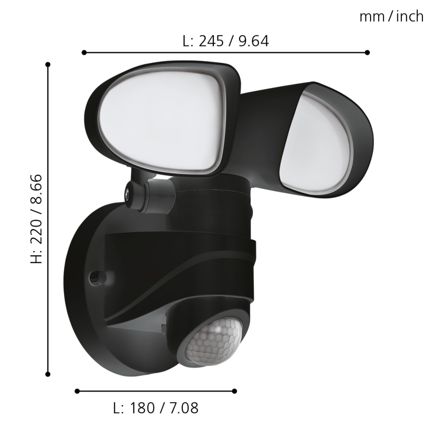 Eglo - LED spoljašnje zidno svetlo sa senzorom 2xLED/7,5W/230V IP44