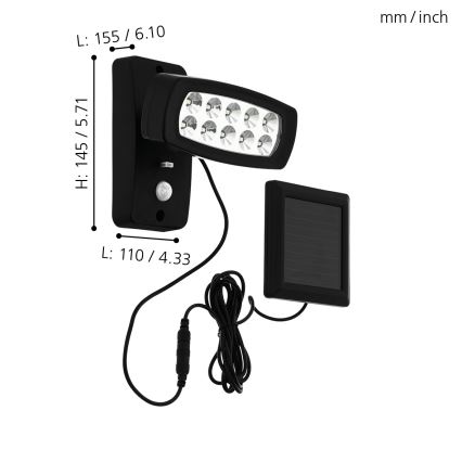 Eglo - LED solarno zidno svetlo sa senzorom LED/1,2V 600 mAh IP44